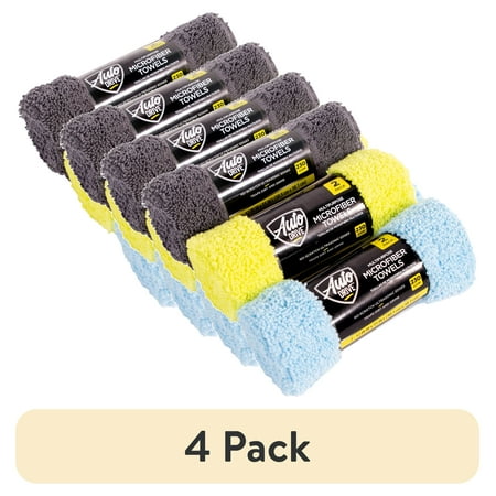 (4 pack) Auto Drive Microfiber Multi-Purpose Cleaning Towels, 2 pack, Assorted Colors