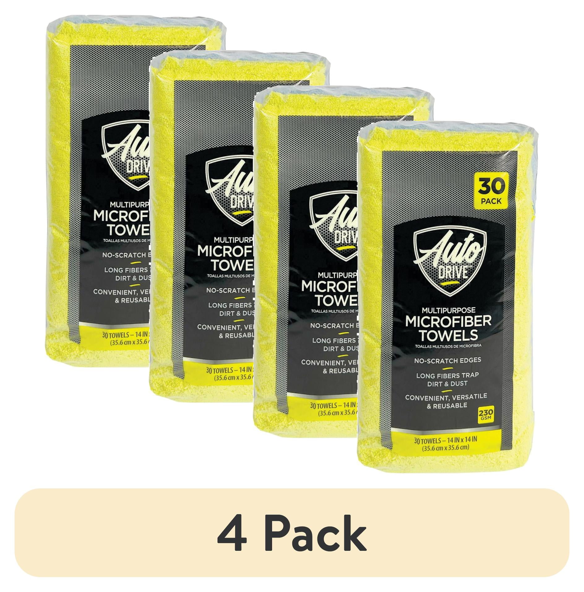 (4 pack) Auto Drive 14" x 14" Multipurpose Microfiber Towels, 30 Pack, Multicolor