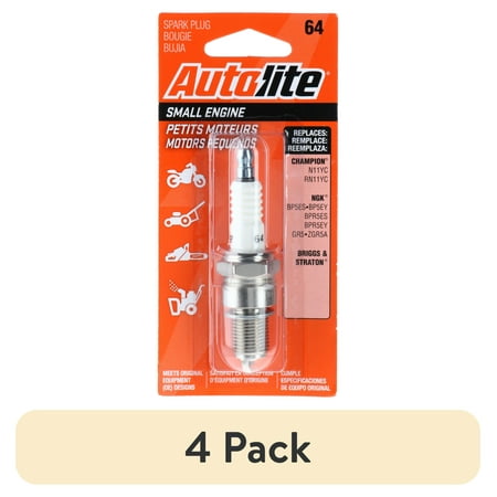 (4 pack) Autolite Small Engine Spark Plug, 64 for Select Honda Small Engine Equipment and other Power Equipment