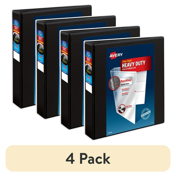 (4 pack) Avery Heavy-Duty Binder, 1.5" Slant Rings, Black (79097)