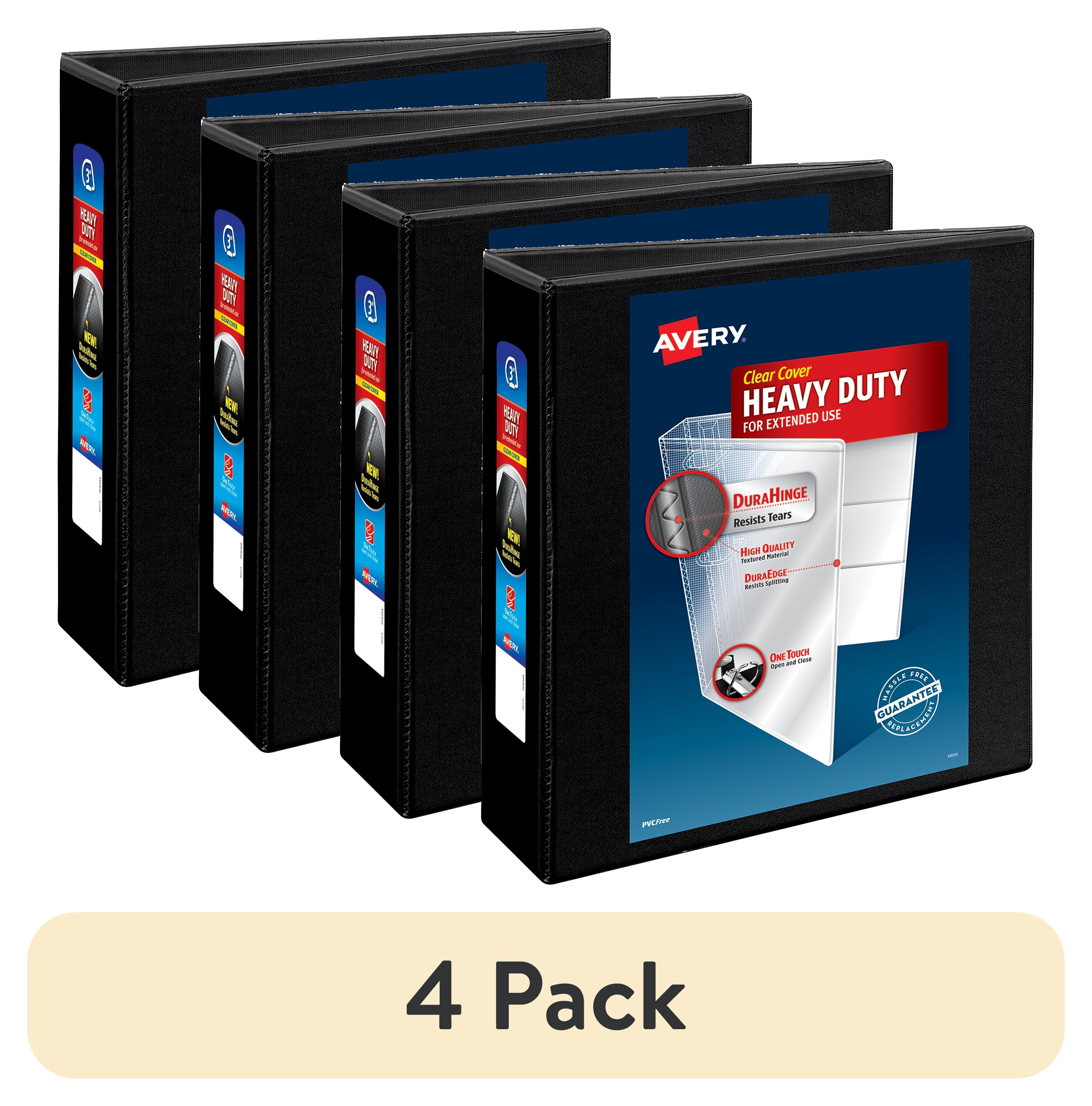 (4 pack) Avery Heavy-Duty View Black 3" Binder (79693)