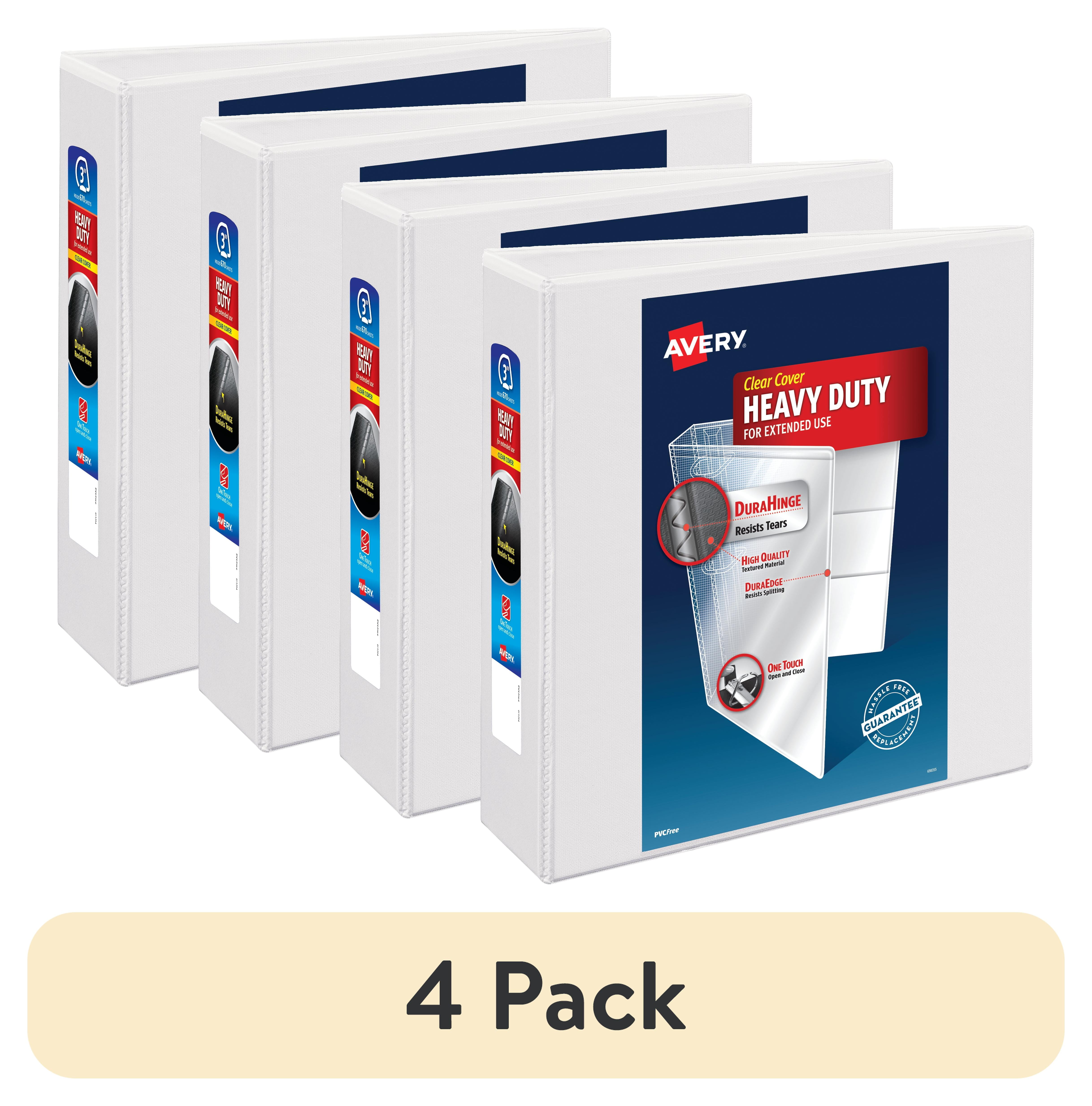 (4 pack) Avery Heavy Duty View Letter Size 4" One-Touch Slant Ring Binder, White