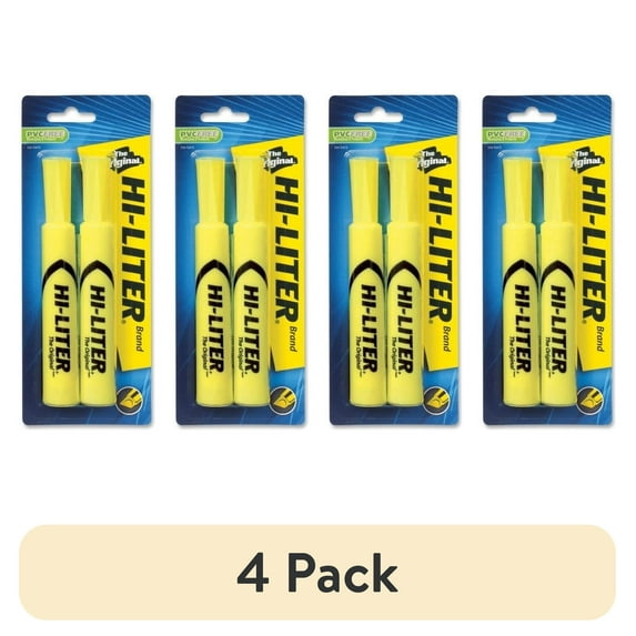 (4 pack) Avery Hi-Liter Desk-Style Highlighters, SmearSafe, Chisel Tip, 2 Yellow Highlighters (24081)