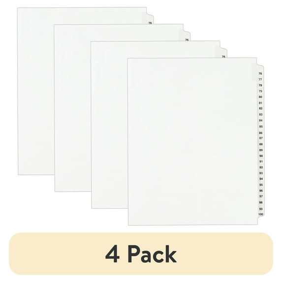 (4 pack) Avery Standard Collated Legal Dividers Avery Style, Letter Size, 76-100 Tab Set (1333)