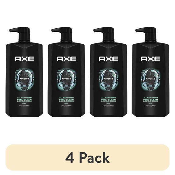 (4 pack) Axe Apollo Refreshing Daily Use Men's Body Wash, Sage and Cedarwood, 32 fl oz