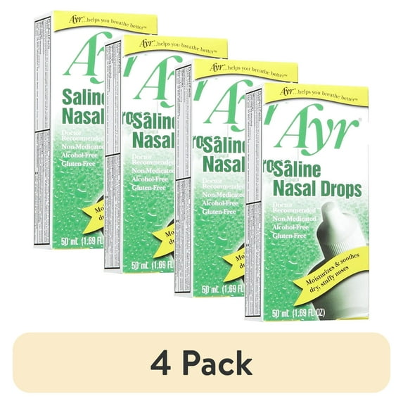 (4 pack) Ayr Saline Nasal Drops , 1.69 Oz