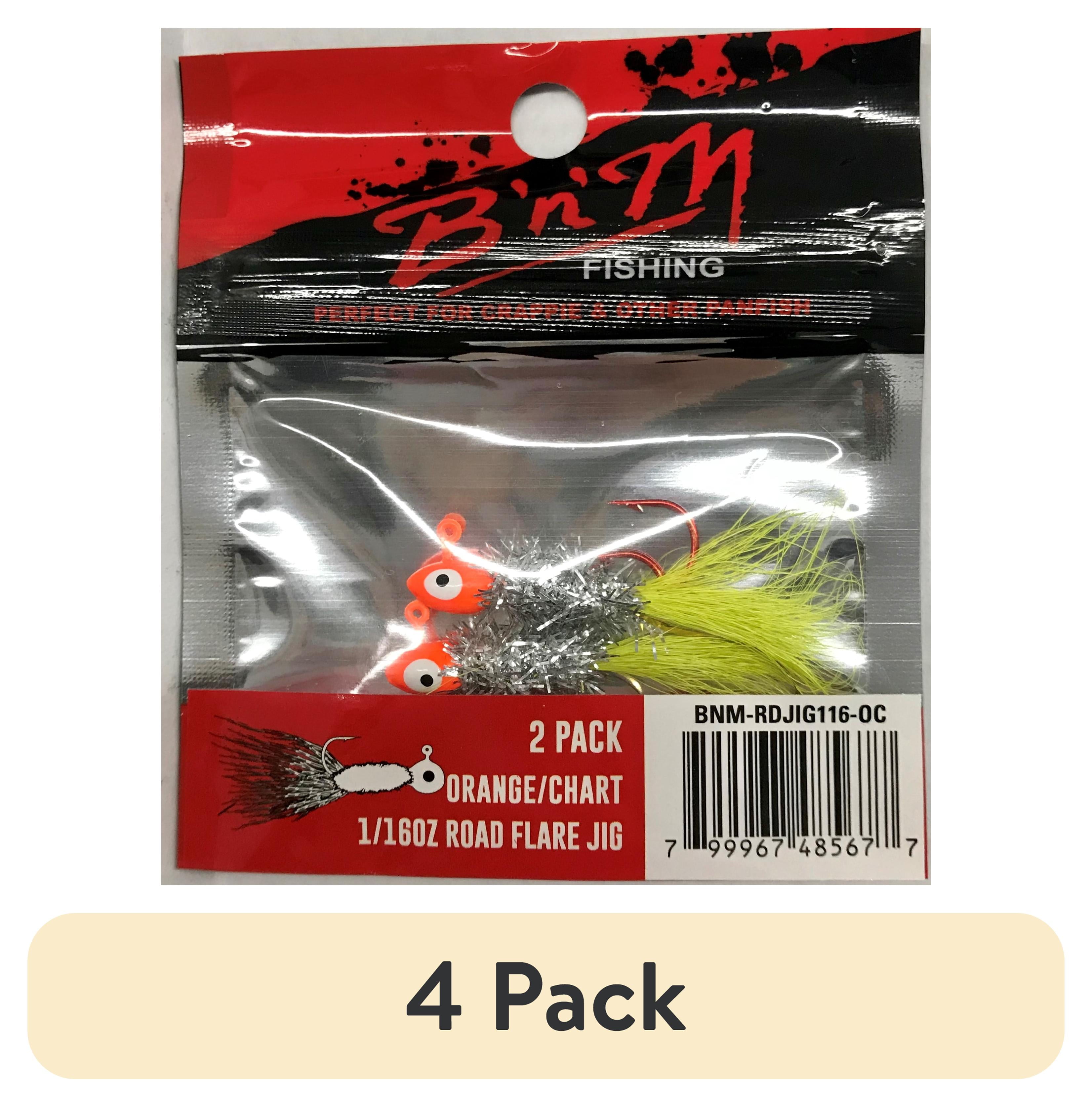 (4 pack) B'n'M Road Flare Jig, Orange & Chartreuse, 1/16 Oz., 2 Count