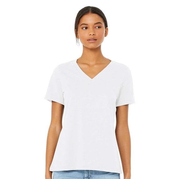 (4 pack) BELLA + CANVAS - Women's Relaxed Heather CVC V-Neck Tee - 6405CVC
