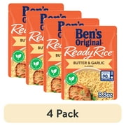 (4 pack) BEN'S ORIGINAL Ready Rice Butter and Garlic Flavored Rice, Easy Dinner Side, 8.8 OZ Pouch