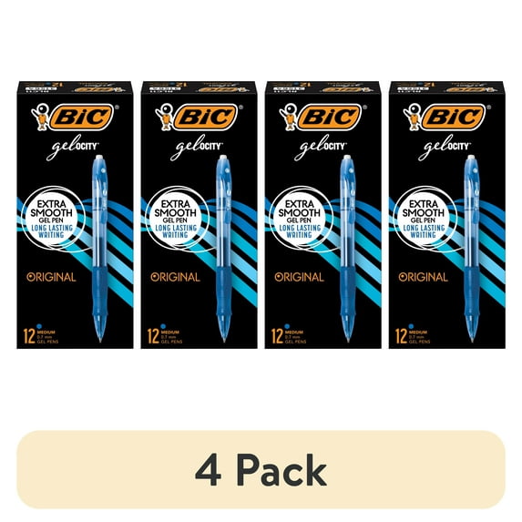 (4 pack) BIC Gelocity Original Blue Gel Pens, Medium Point (0.7mm), 12-Count Pack