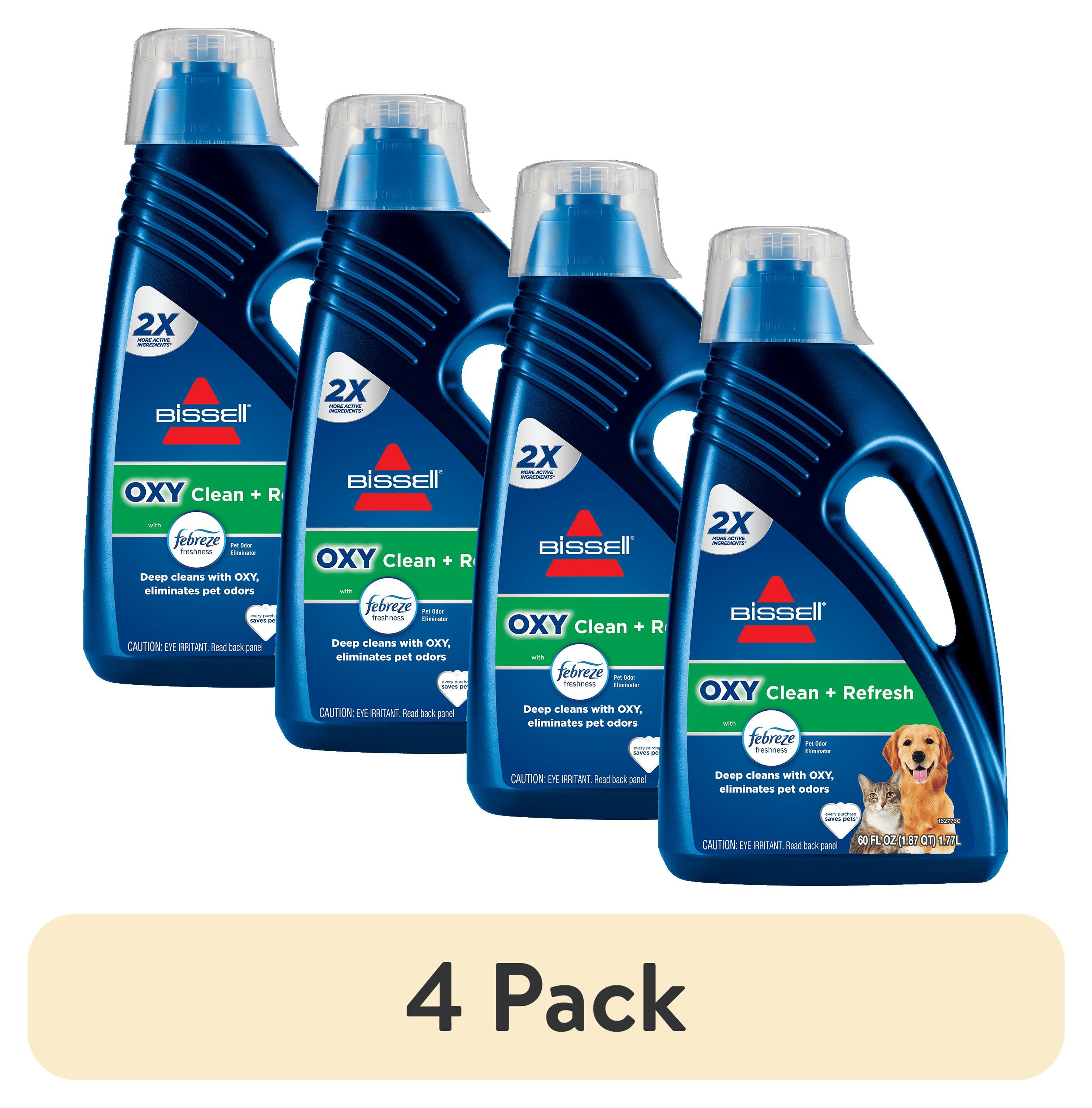 (4 pack) BISSELL OXY Clean + Refresh with Febreze Carpet Cleaning Solution, Fresh Scent, Best Paired with Upright Deep Cleaners, Deep Cleans with Oxy, Eliminates Pet Odors, 5959W, 60 fl oz