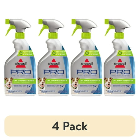 (4 pack) BISSELL Pro Oxy Stain Destroyer Pet Pretreat & Stain Remover, 22 Oz.
