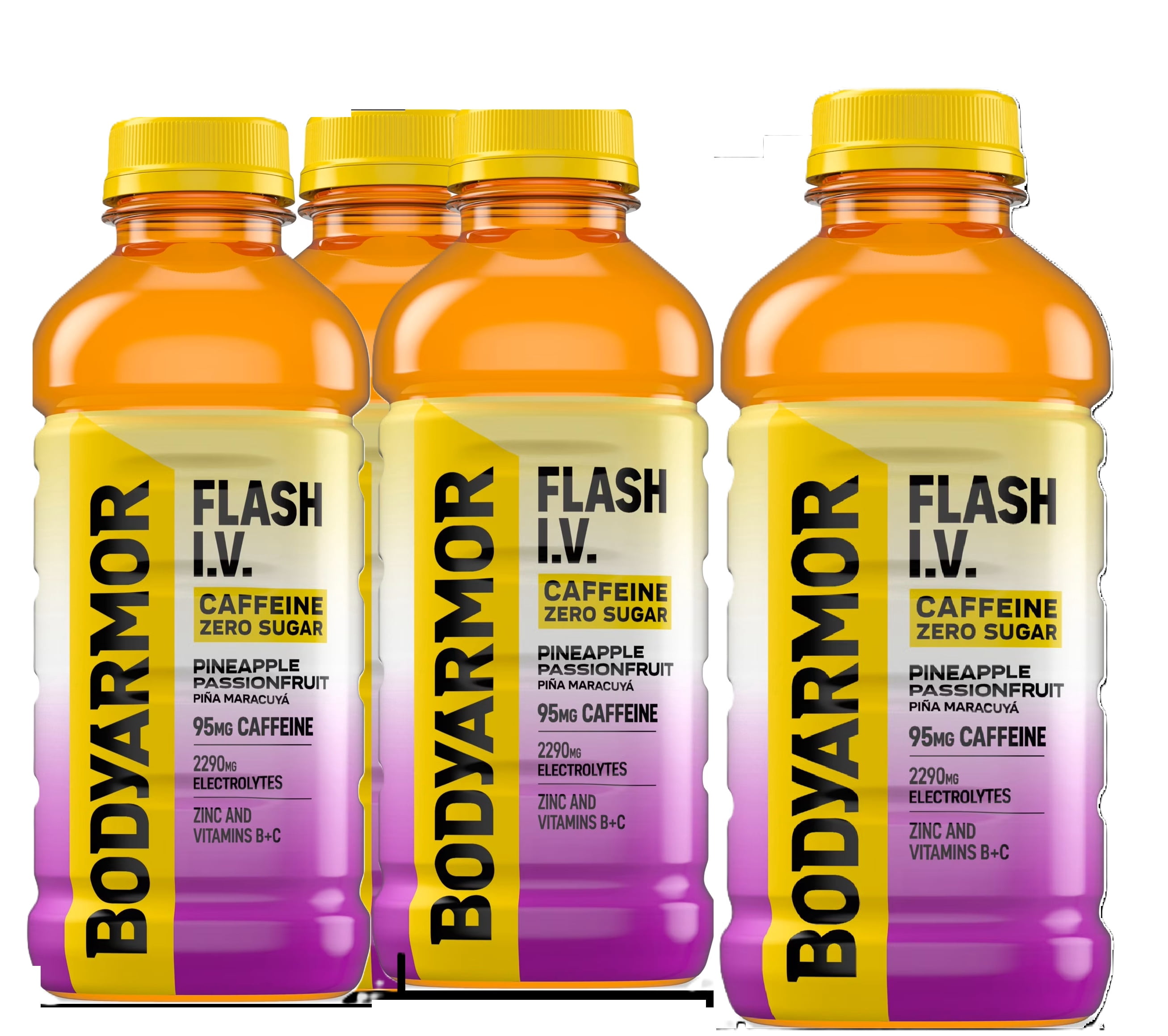 (4 pack) BODYARMOR Flash IV Zero Sugar Caffeine Pineapple Passionfruit ...
