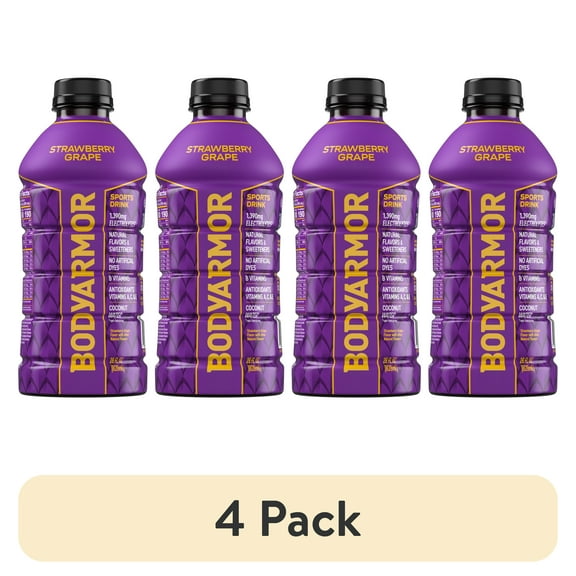 (4 pack) BODYARMOR Strawberry Grape Electrolyte Sports Drink, 28 fl oz Bottle