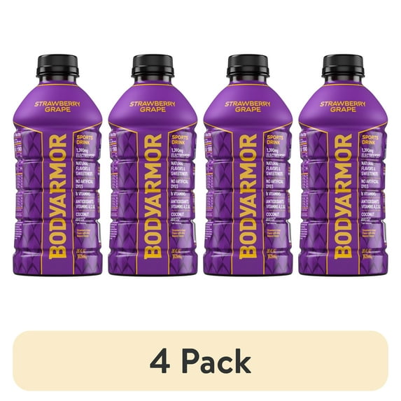 (4 pack) BODYARMOR Strawberry Grape Electrolyte Sports Drink, 28 fl oz Bottle