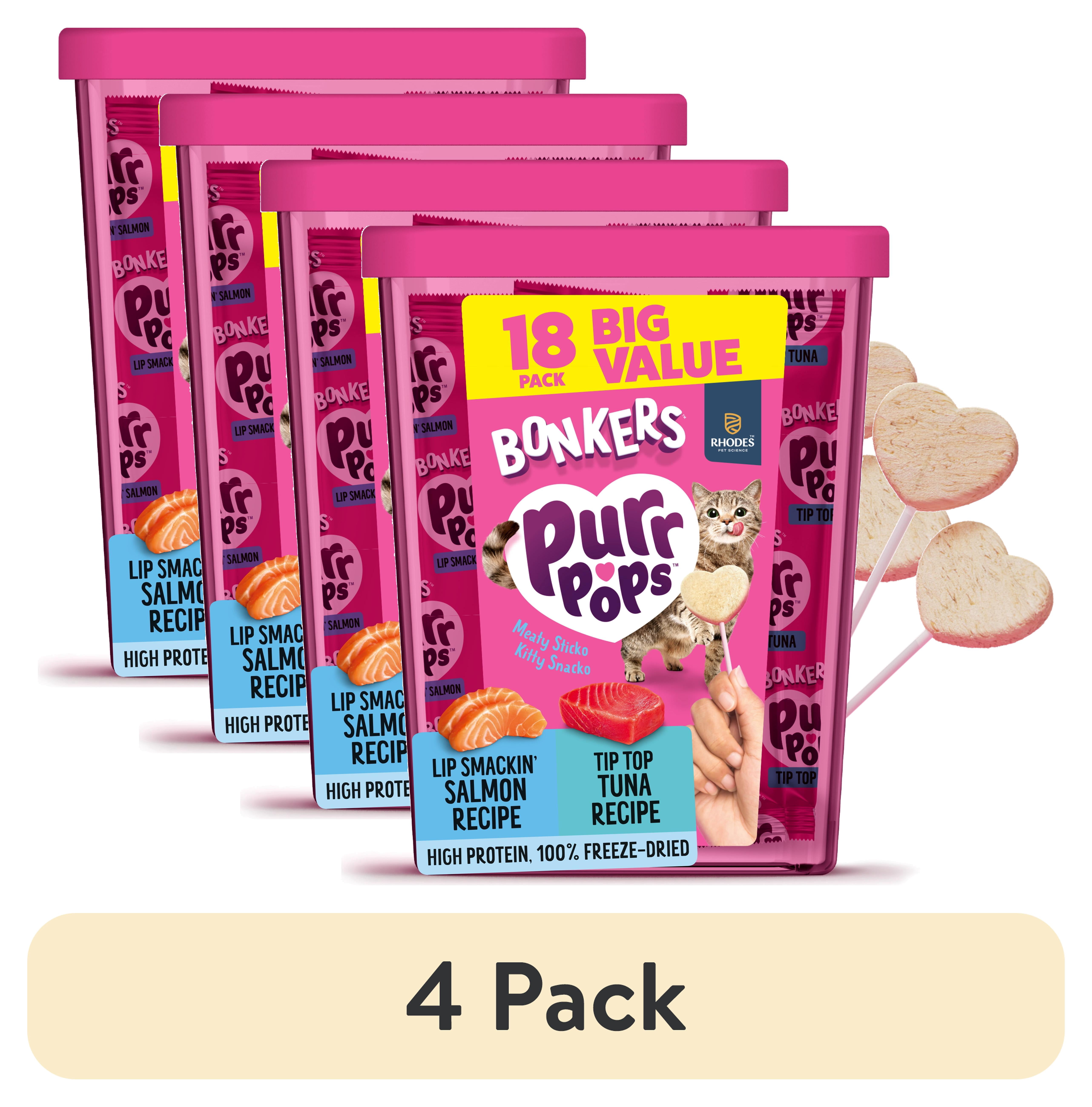5 pack) BONKERS Purrpops, Freeze Dried Tuna & Dried Salmon