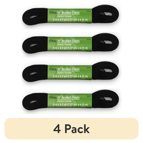 (4 pack) Dritz Sewing & Crafting Round Cord Elastic Black 5 Yards