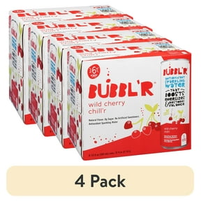 (4 pack) BUBBL'R Antioxidant Sparkling Water, Wild Cherry Chill'r, 12 fl oz, 6 Pack Cans