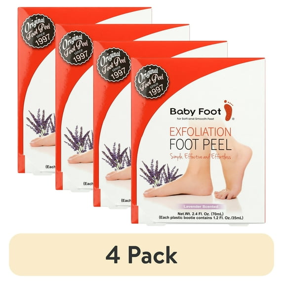 (4 pack) Baby Foot Original Exfoliation Foot Peel - Lavender Scent