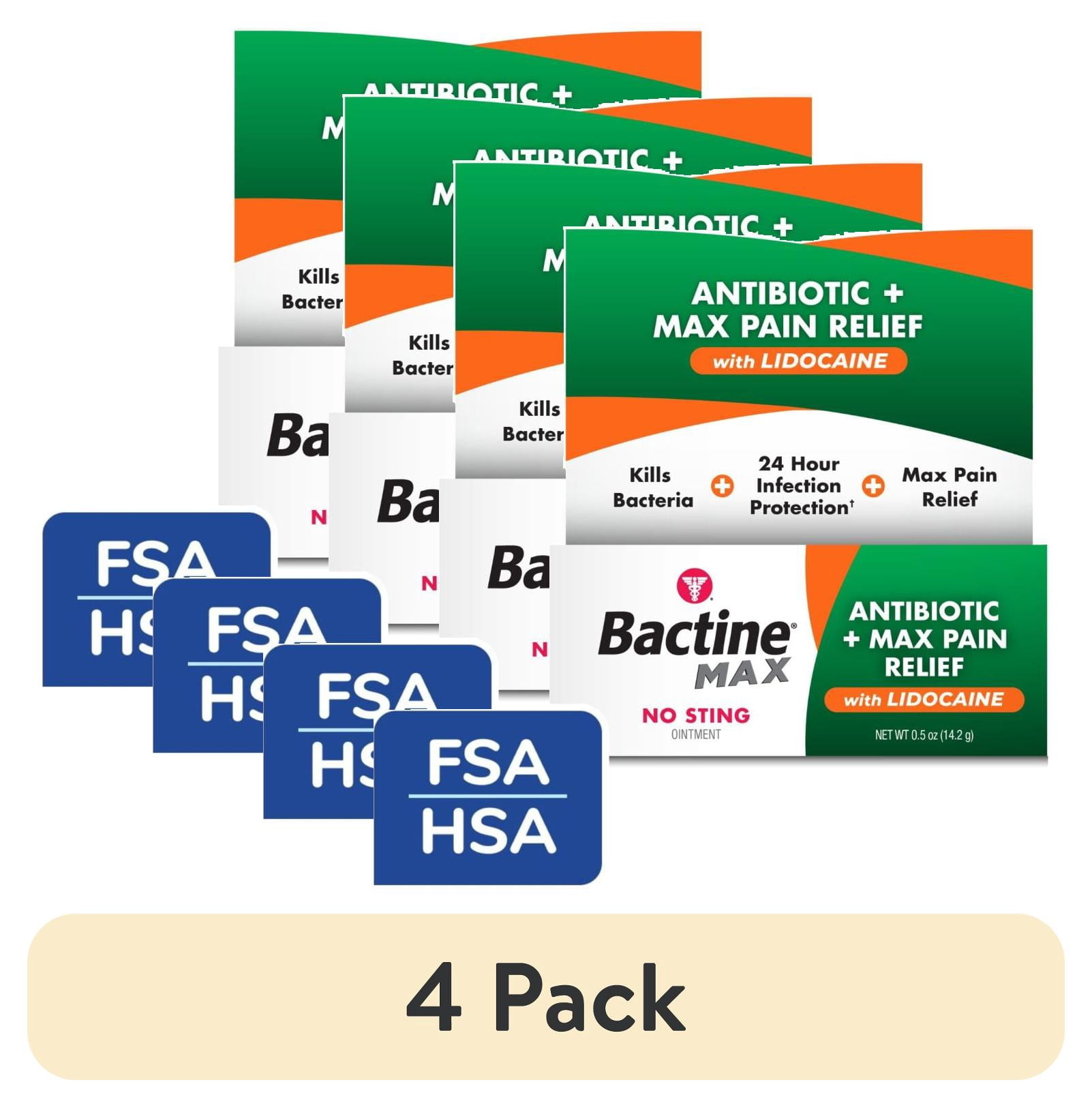 (4 pack) Bactine MAX Antibiotic + Pain Relieving Ointment - Antibiotic Ointment with Lidocaine - Pain & Itch Relief for Minor Cuts & Scrapes & Burns - 0.5oz