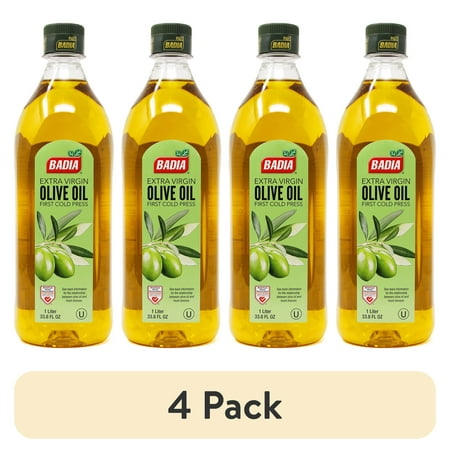 (4 pack) Badia First Cold Press, Extra Virgin Olive Oil, 33.8 fl oz Bottle