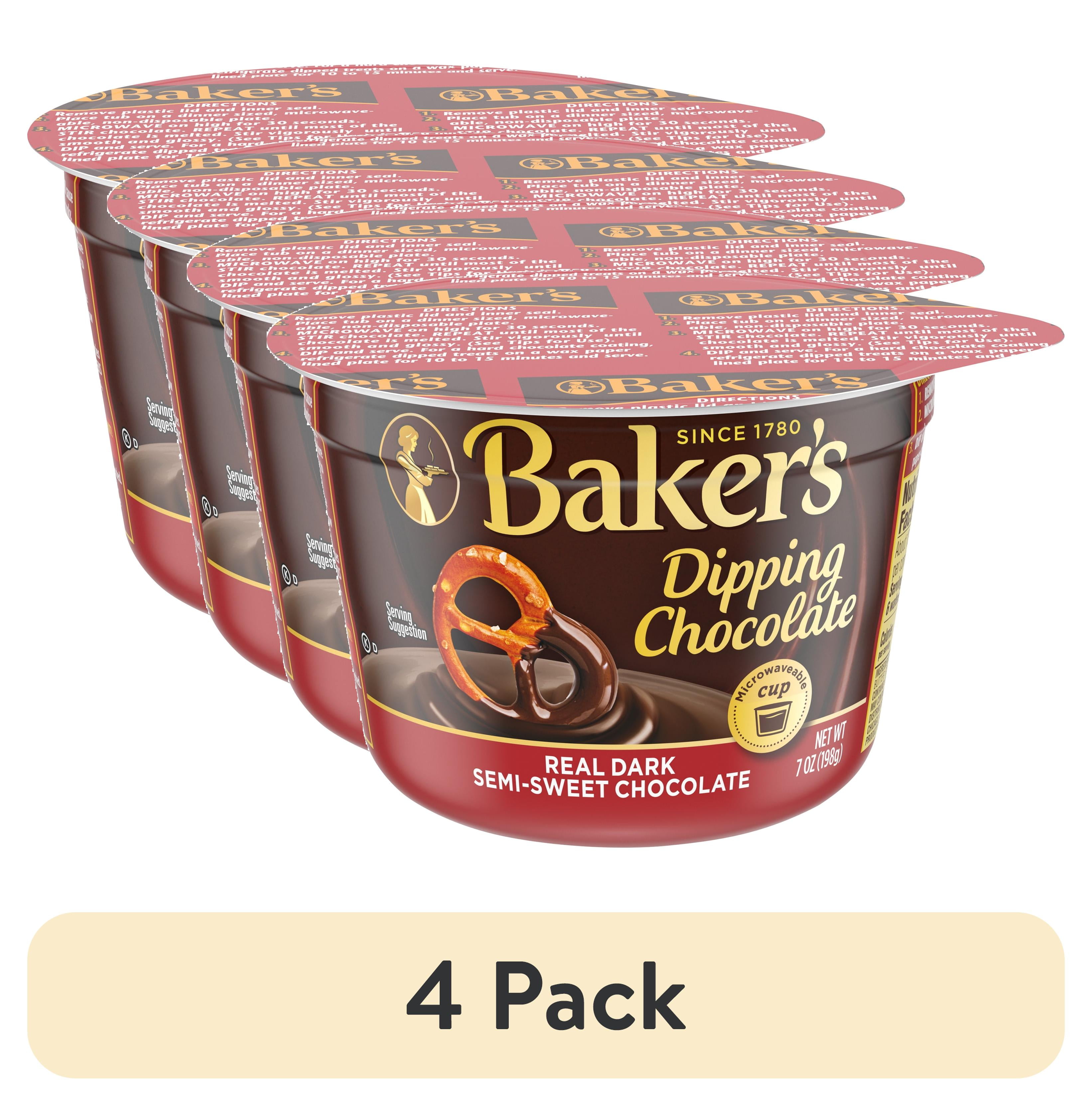 (4 pack) Baker's Real Dark Semi-Sweet Dipping Chocolate, 7 oz Cup