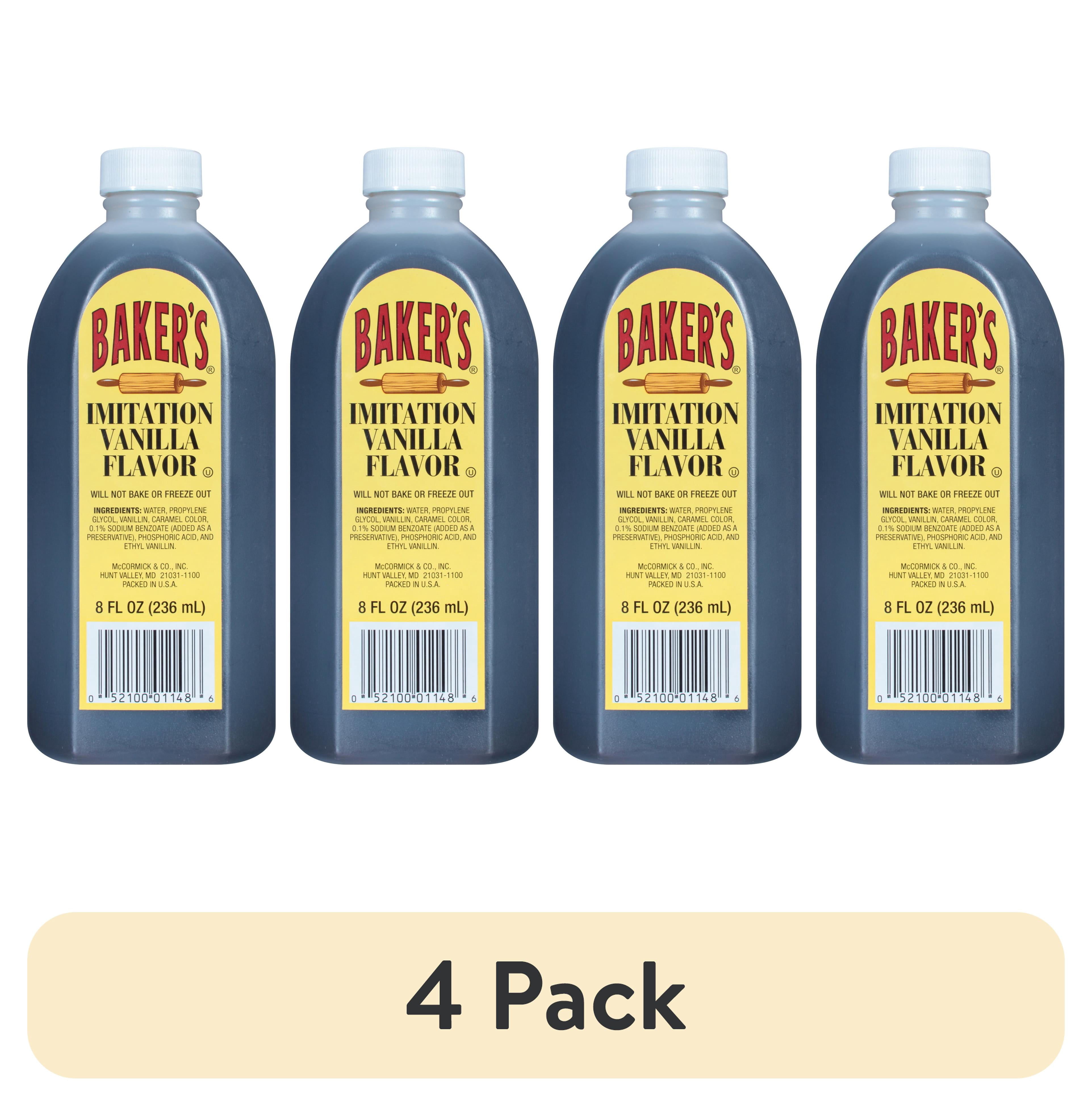 (4 pack) Baker's Kosher Imitation Vanilla Flavor, 8.0 fl oz Bottle