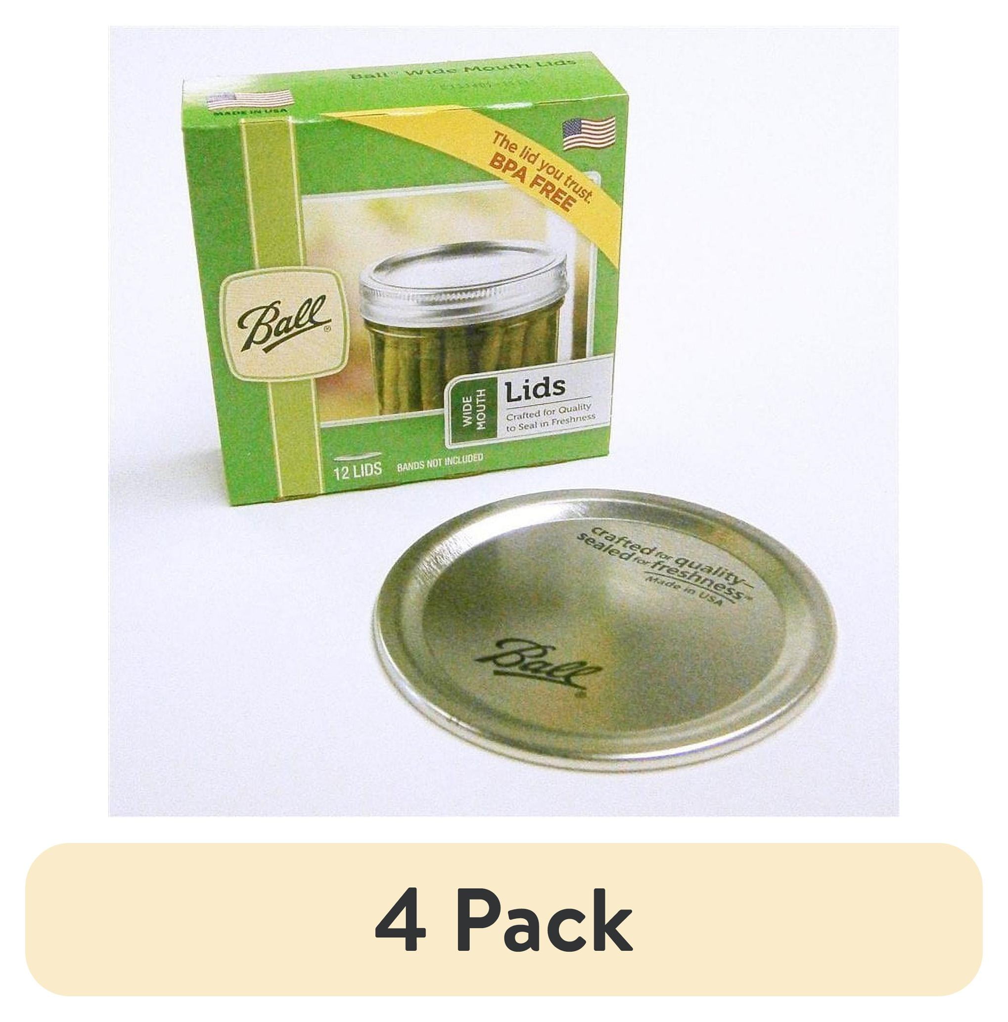 (4 pack) Ball 12-Pack Wide Mouth Lids Without Bands