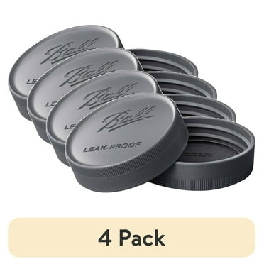 (4 pack) Ball One-Piece Leak-Proof Regular Mouth Storage Lids, 6-Pack