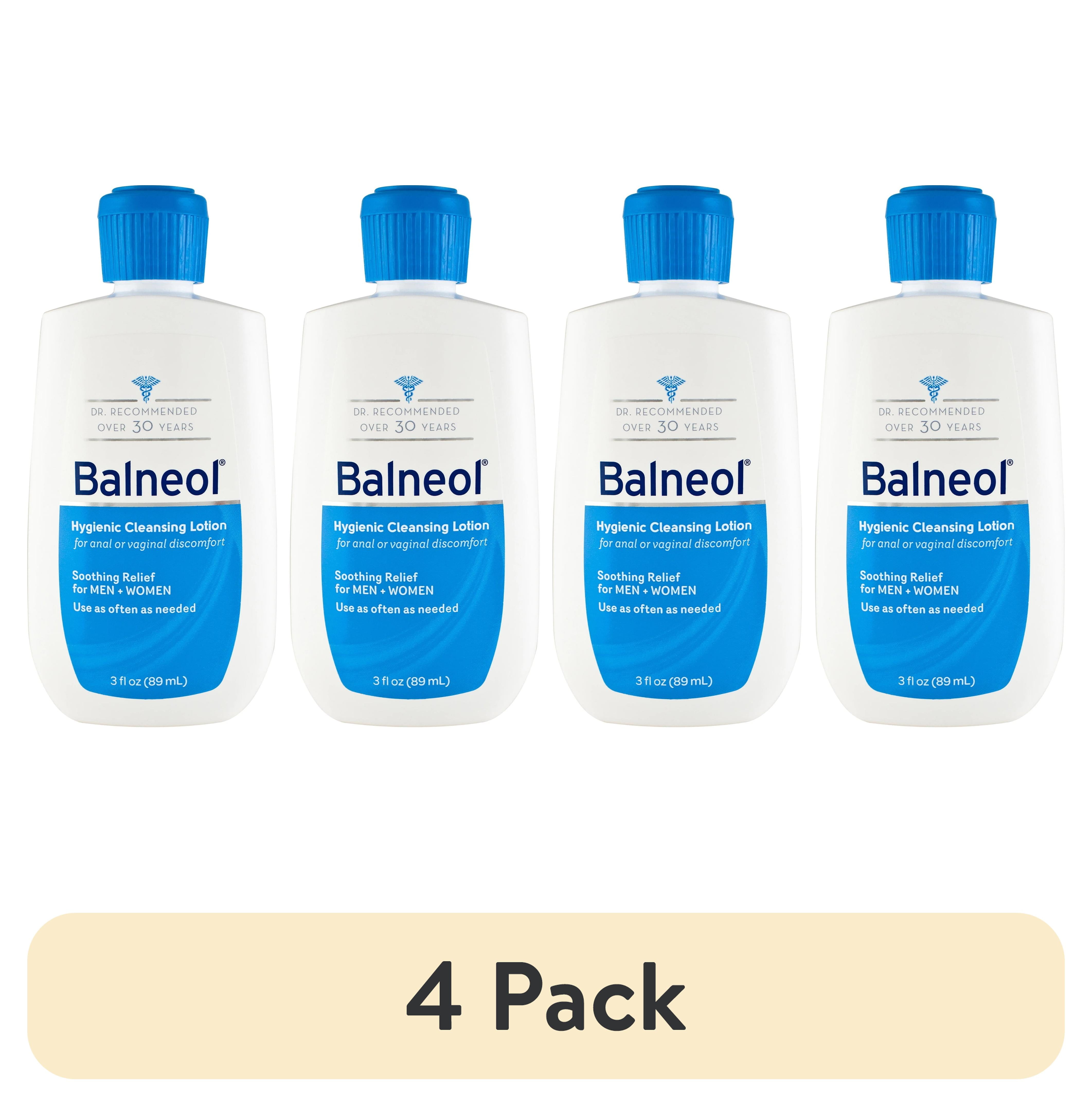 (4 pack) Balneol Hygienic Cleansing Lotion, Soothing Relief for Discomfort & Sensitive Areas, 3 oz