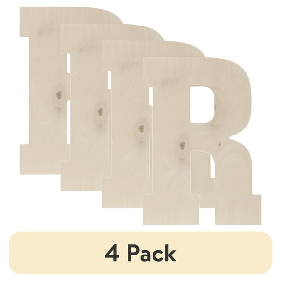 (4 pack) Baltic Birch Collegiate Font Letters & Numbers, 13.5"