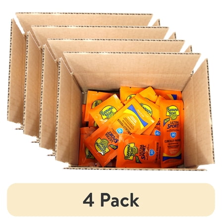 (4 pack) Banana Boat Sport Sunscreen, SPF 30 Protection lotion, Travel Packets, 0.4 Fl Oz (Pack of 24)