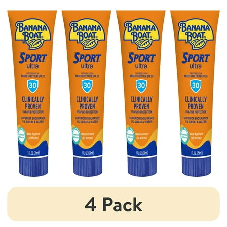(4 pack) Banana Boat Sport Ultra SPF 30 Sunscreen Lotion, Travel Sunscreen Sport, Adult Sunblock Lotion, 1 oz