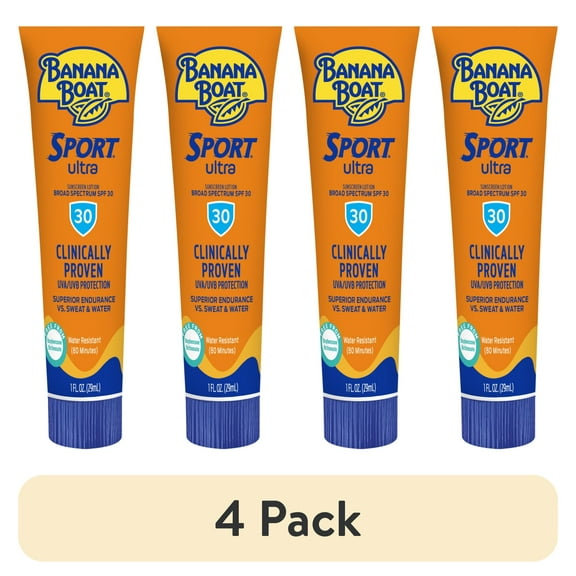 (4 pack) Banana Boat Sport Ultra SPF 30 Sunscreen Lotion, Travel Sunscreen Sport, Adult Sunblock Lotion, 1 oz