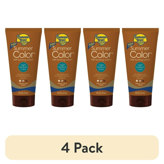 (4 pack) Banana Boat Summer Color Self Tanning Lotion, 6oz | Light Medium Color for All Skin Tones, Self Tanner Lotion, Sunless Tanning Lotion, Banana Boat Self Tanner, 6oz