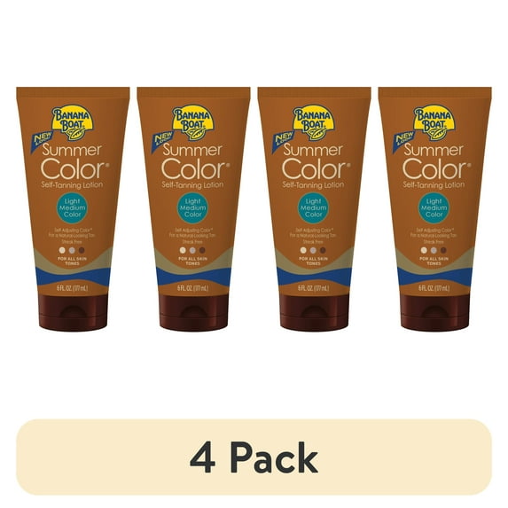 (4 pack) Banana Boat Summer Color Self Tanning Lotion, 6oz | Light Medium Color for All Skin Tones, Self Tanner Lotion, Sunless Tanning Lotion, Banana Boat Self Tanner, 6oz
