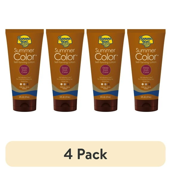 (4 pack) Banana Boat Summer Color Self Tanning Lotion, Dark Self Tanner Lotion, 6 fl oz