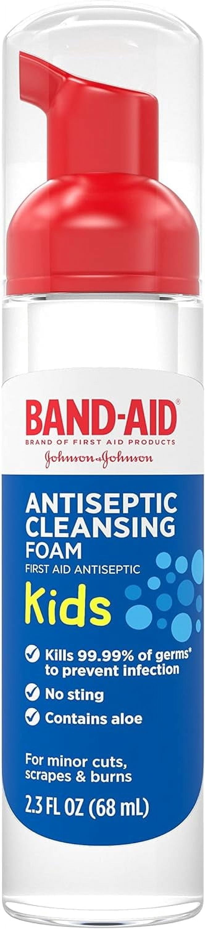 (4 pack) Band-Aid First Aid Antiseptic Cleansing Foam for Kids, 2.3 fl. oz