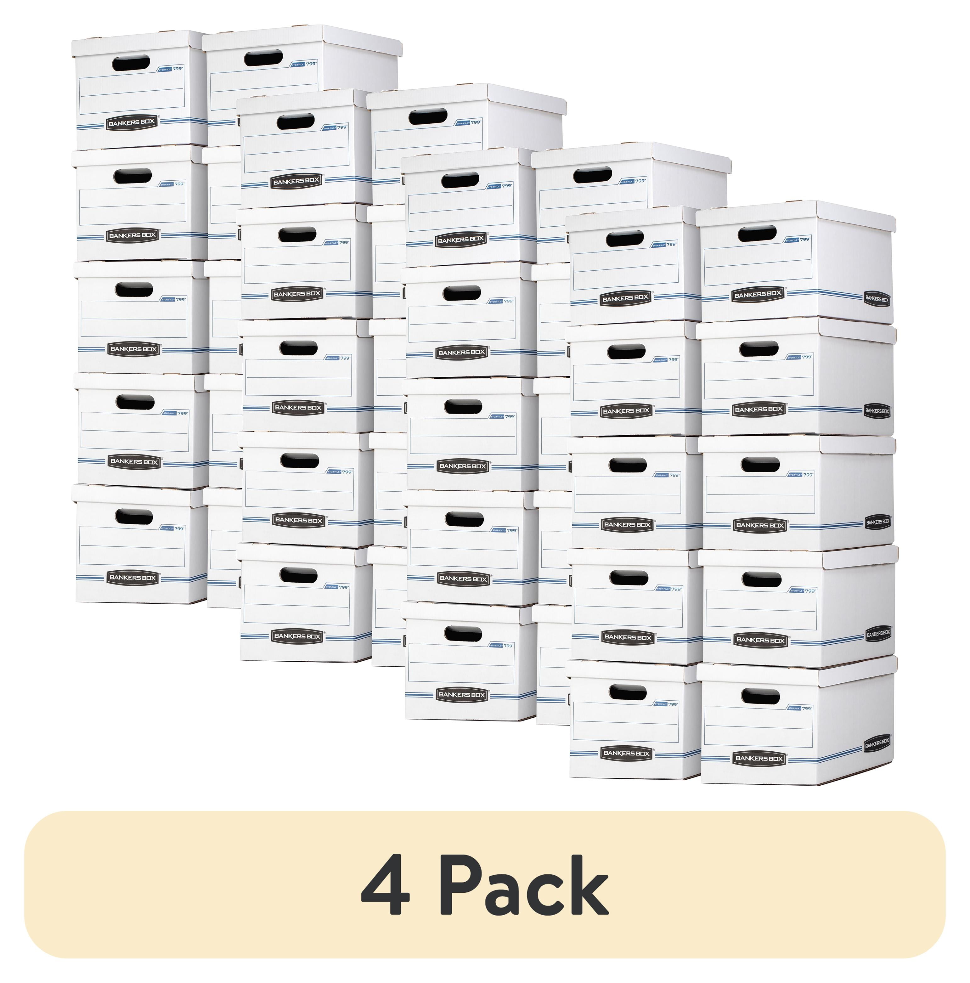 White Corrugated Cardboard File Storage Boxes with Lids, 10 Pack