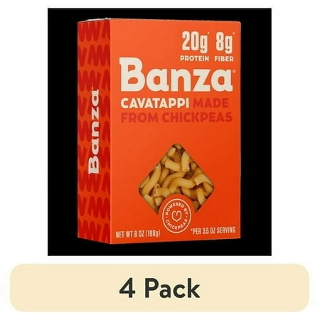 (4 pack) Banza Cavatappi Pasta from Chickpeas - Gluten Free, High Protein, and Lower Carb Protein Noodles, 8oz