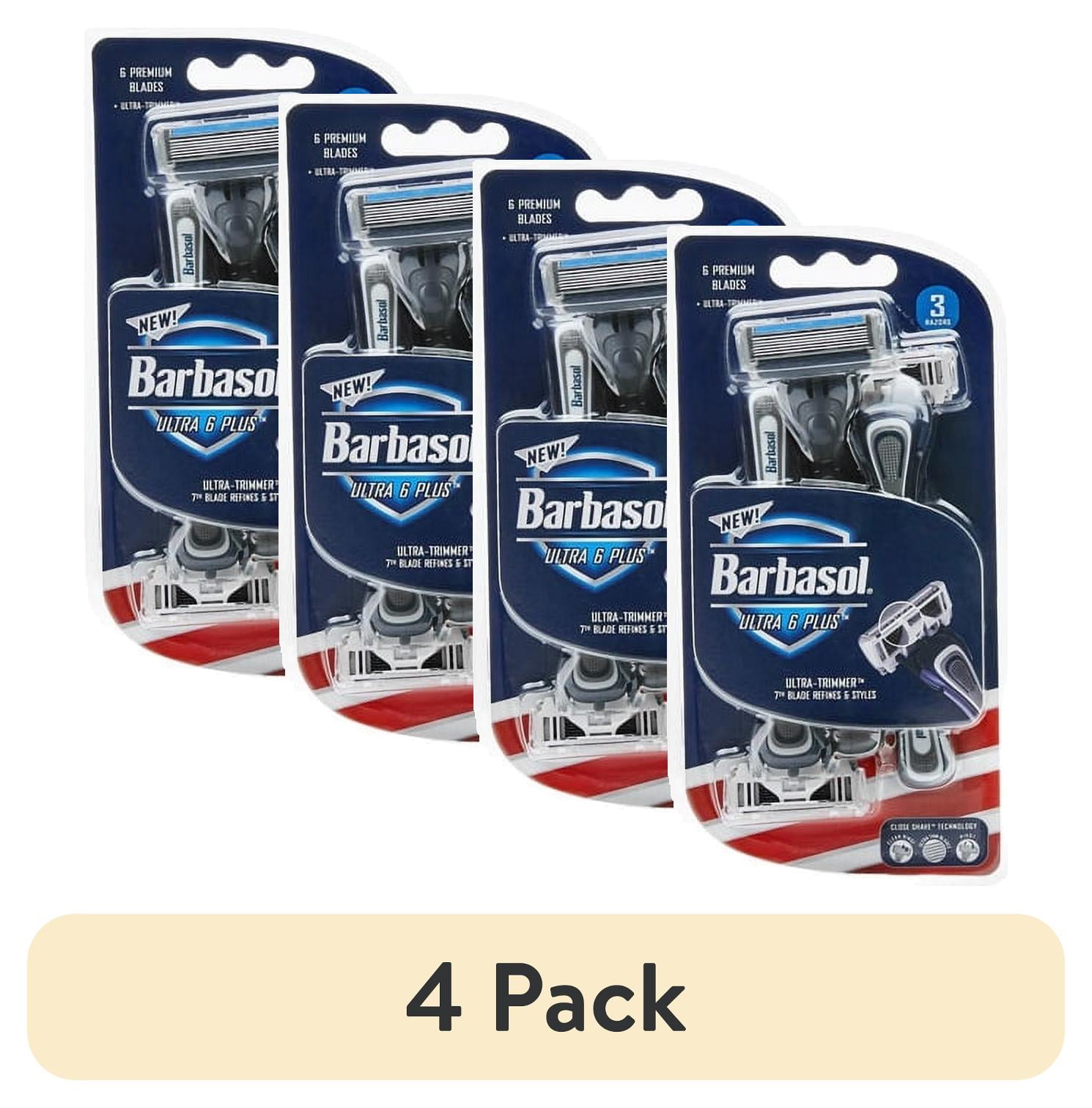 (4 pack) Barbasol Ultra 6 Plus Disposable Razor, 3 Ea - Walmart.com