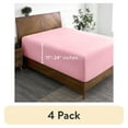 thumbnail image 1 of (4 pack) Bare Home Fitted Sheet - 24" Extra Deep Pocket - Premium 1800 Collection - Queen, Light Pink, 1 of 8