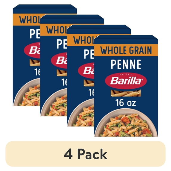 (4 pack) Barilla Whole Grain Penne Pasta, 100% Whole Wheat, 16 oz. Box