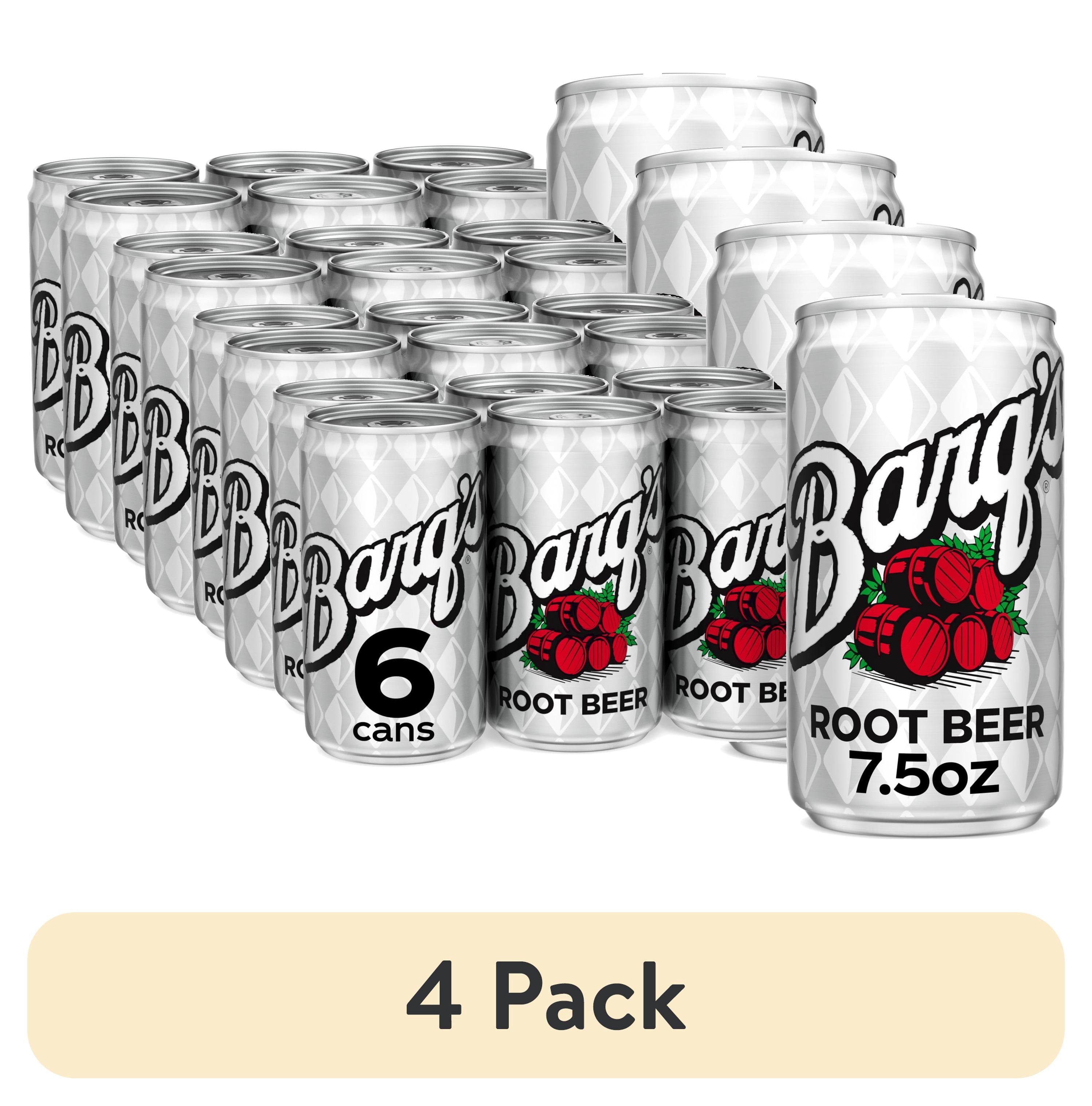 (4 pack) Barq's Root Beer Soda Pop Mini Cans, 7.5 fl oz, 6 Pack