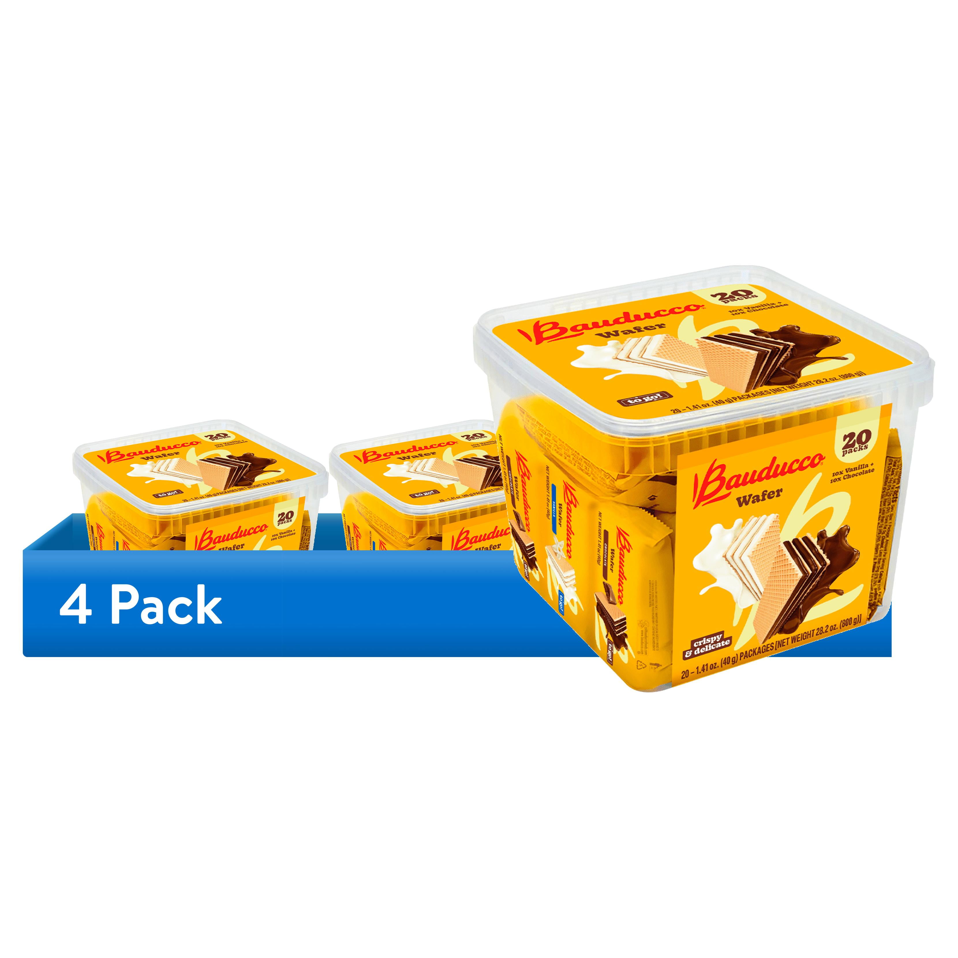 (4 pack) Bauducco Chocolate & Vanilla Wafer Cookies, Single Serve Crispy & Delicate Wafer Cookies, Pack of 20, 28.2oz