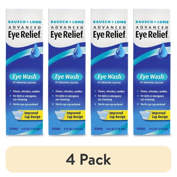 (4 pack) Advanced Eye Relief Eye Wash from Bausch & Lomb, Eye Irrigating Solution, 4 Fl Oz (118 mL)