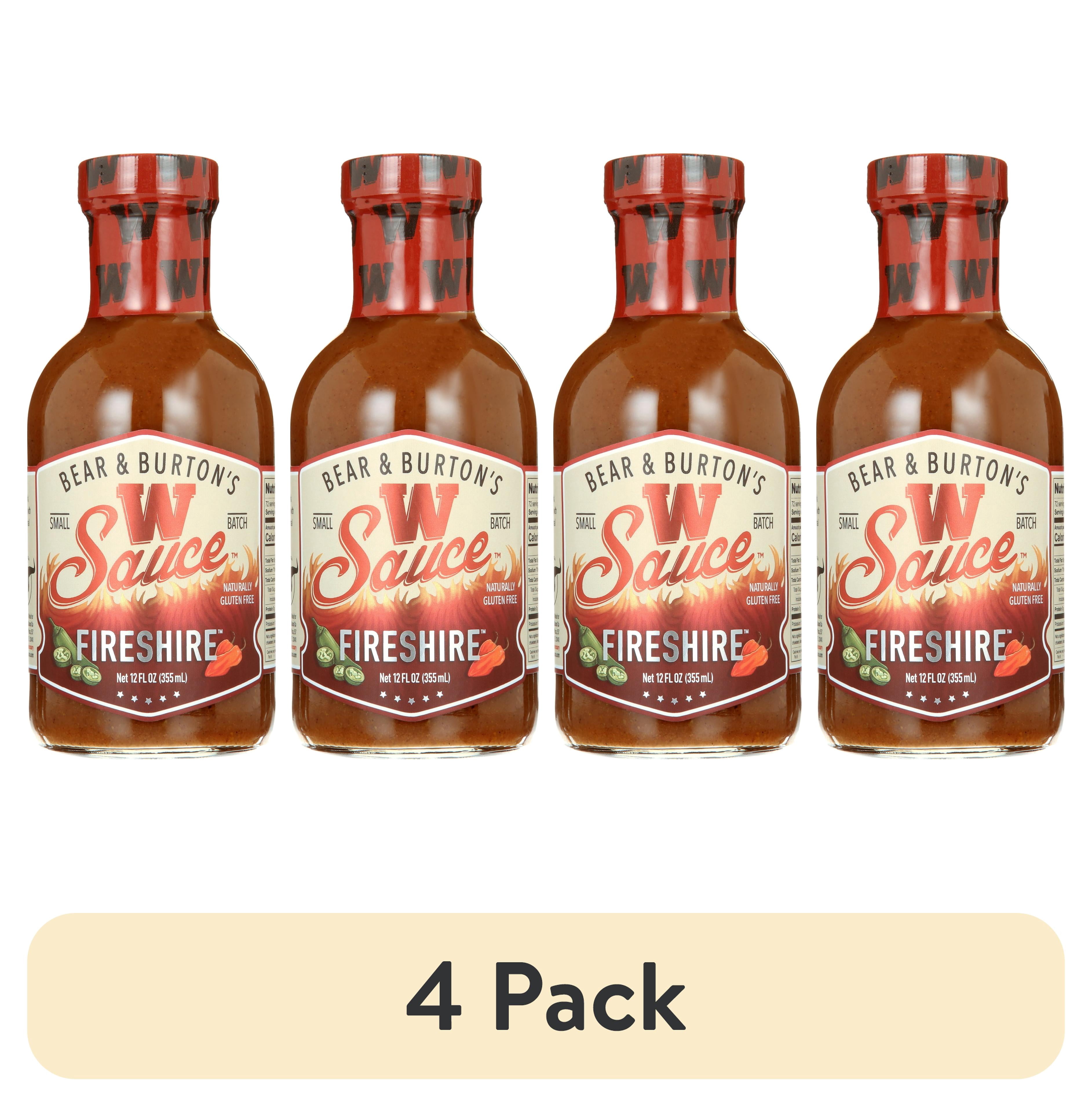 (4 pack) Bear & Burton's W Sauce; FIRESHIRE - Spicy - America's Worcestershire 12 oz Bottle All Natural