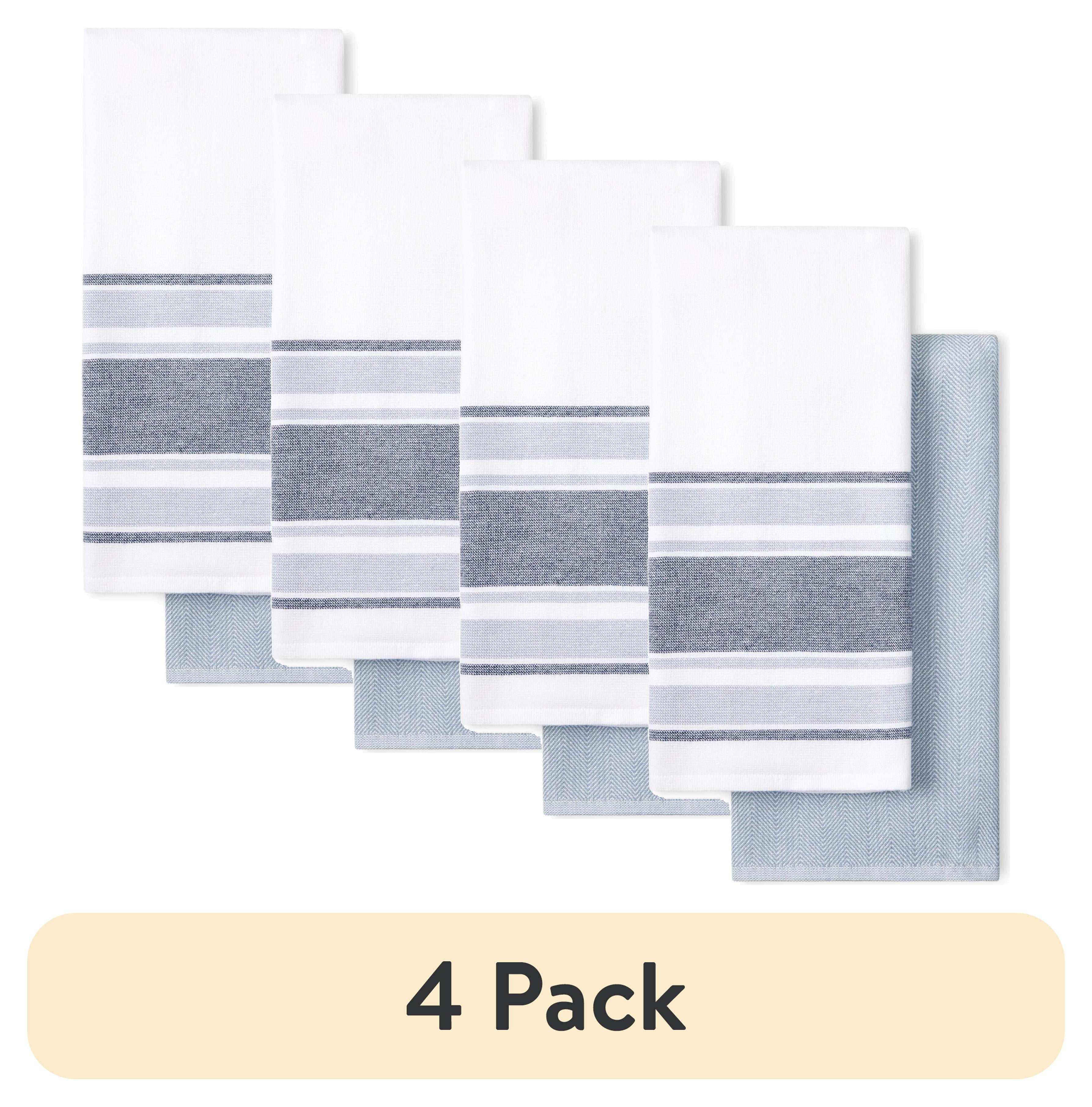 (4 pack) Beautiful Home by Drew Barrymore 2-Piece Yarn Dyed Kitchen Towel Set, Cornflower Blue, 20"W x 30"L - Walmart.com