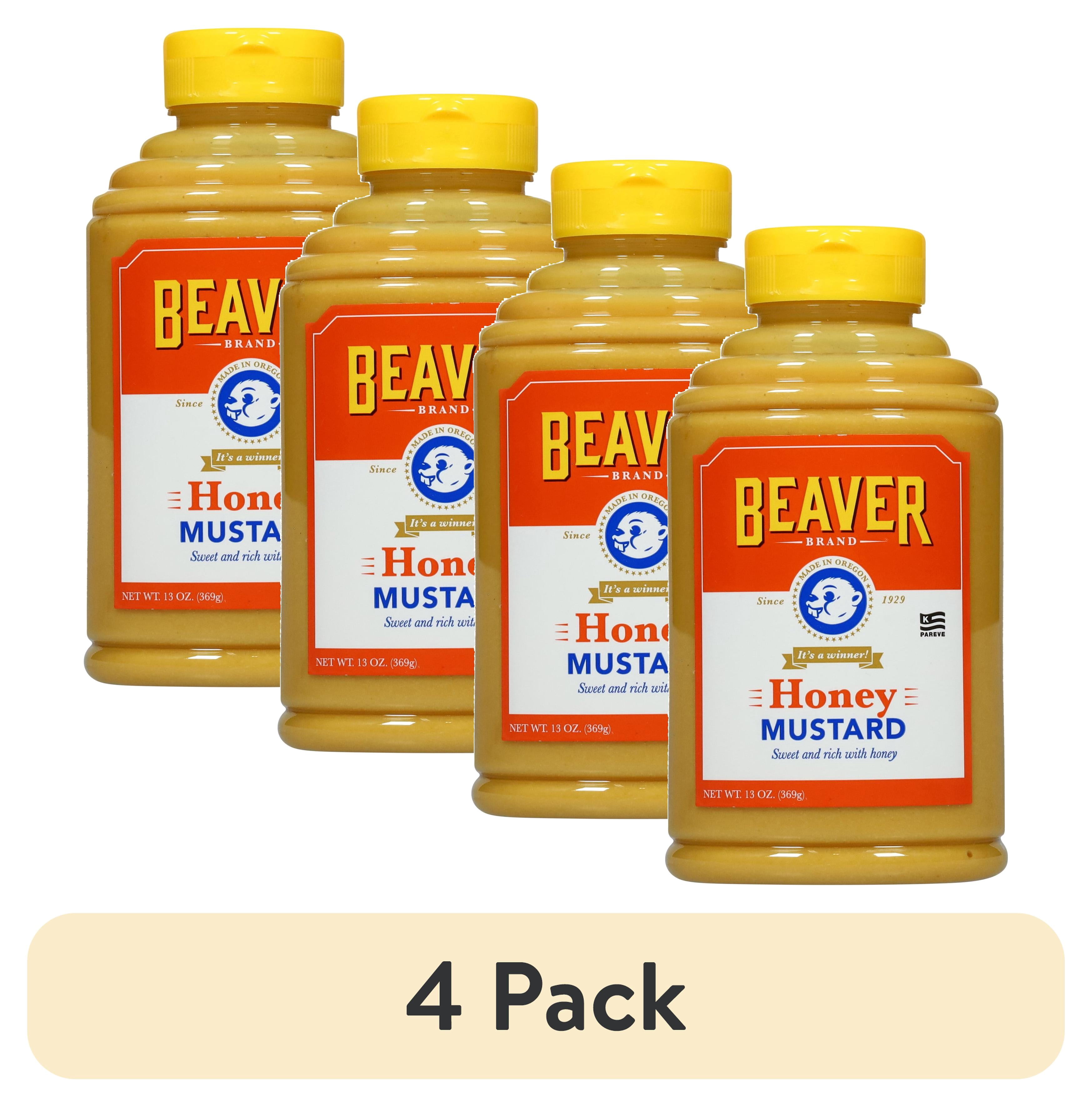 (4 pack) Beaver Brand Honey Mustard Sauce, 13 oz Bottle