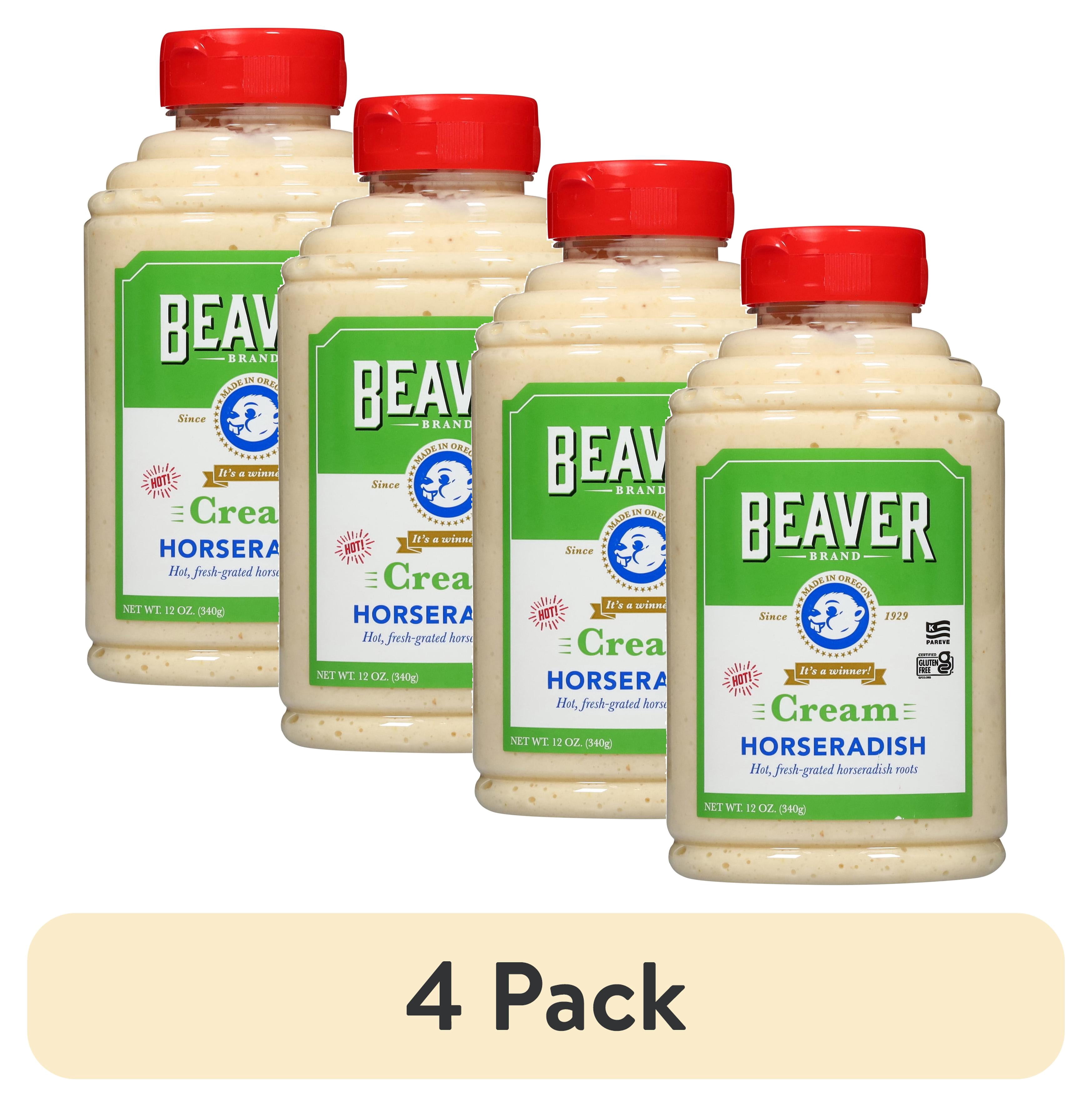 (4 pack) Beaver Brand Hot and Creamy Horseradish Sauce, 12 oz Bottle, Dairy-Free